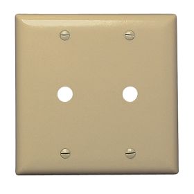 Pass & Seymour SP21-I Standard Communication Wallplate, 2 Gangs, Ivory, 5 in H x 5 in W, Thermoplastic