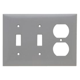 Pass & Seymour SP28-GRY Standard Combination Wallplate With Color Matching Screws, 3 Gangs, Gray, 5 x 4.87 x 0.46 in, Thermoplastic