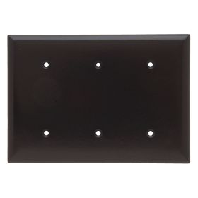 Pass & Seymour SP34 Standard Blank Wallplate With Color Matching Screws, 3 Gangs, Brown, 5 x 4.87 x 0.46 in, Thermoplastic