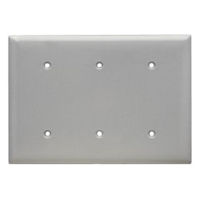 Pass & Seymour SP34-GRY Standard Blank Wallplate, 3 Gangs, Gray, 5 x 4.87 x 0.46 in, Thermoplastic