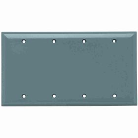 Pass & Seymour SP43-GRY Standard Blank Wallplate, 4 Gangs, Gray, 5 in, Thermoplastic