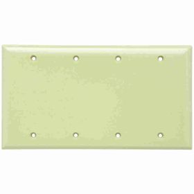 Pass & Seymour Sierraplex SP43-I Standard Blank Wallplate, 4 Gangs, Ivory, 5 in, Thermoplastic