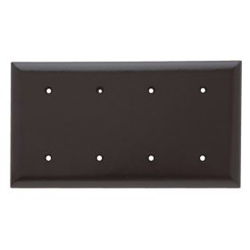 Pass & Seymour SP44 Standard Blank Wallplate With Color Matching Screws, 4 Gangs, Brown, 5 x 4.87 x 0.46 in, Thermoplastic