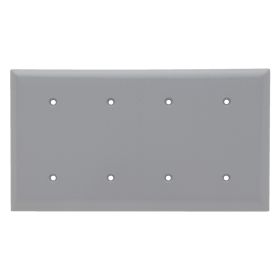 Pass & Seymour SP44-GRY Standard Blank Wallplate, 4 Gangs, Gray, 5 x 4.87 x 0.46 in, Thermoplastic