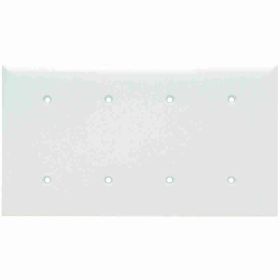 Pass & Seymour Sierraplex SP44-W Standard Blank Wallplate With Adjustment Yoke, 4 Gangs, White, 5 in, Thermoplastic