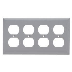 Pass & Seymour SP84-GRY Standard Receptacle Wallplate, 4 Gangs, Gray, 4.9 x 3.25 x 0.9 in, Thermoplastic