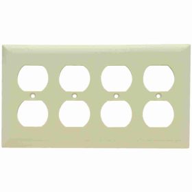 Pass & Seymour Sierraplex SP84-I Standard Receptacle Wallplate, 4 Gangs, Ivory, 5 in, Thermoplastic