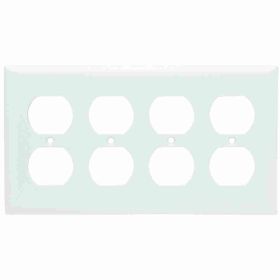 Pass & Seymour Sierraplex SP84-W Standard Wallplate, 4 Gangs, White, 5 in H x 8-1/8 in W, Thermoplastic