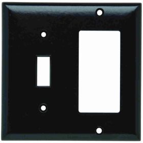 Pass & Seymour Sierraplex SP126-BK Standard Combination Wallplate With Color Matching Screws, 2 Gangs, Black, 5 x 3 x 0.35 in, Thermoplastic