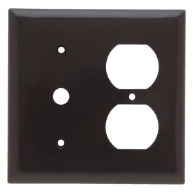 Pass & Seymour SP128 Standard Combination Wallplate, 1 Gang, Brown, 5 in, Thermoplastic