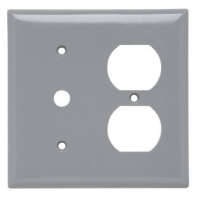 Pass & Seymour SP128-GRY Standard Combination Wallplate, 1 Gang, Gray, 5 x 3 x 0.35 in, Thermoplastic