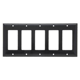 Pass & Seymour SP265-BK Standard Decorator Wallplate With Color Matching Screws, 5 Gangs, 12.5 x 5 x 0.3 in, Thermoplastic, Black