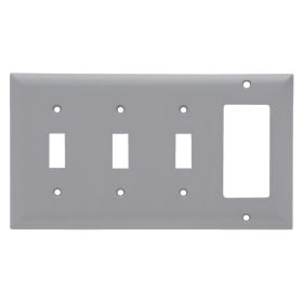 Pass & Seymour SP326-GRY Standard Combination Wallplate With Color Matching Screws, 3 Gangs, Gray, 4.9 x 3.25 x 0.9 in, Thermoplastic