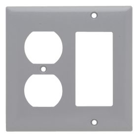 Pass & Seymour SP826-GRY Standard Combination Wallplate, 1 Gang, Gray, 5 x 4.87 x 0.46 in, Thermoplastic