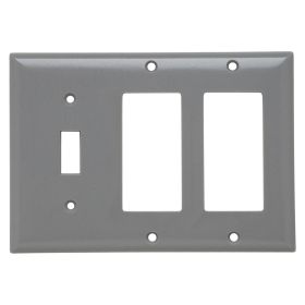 Pass & Seymour SP1262-GRY Standard Combination Wallplate, 1 Gang, Gray, 5 x 3 x 0.35 in, Thermoplastic