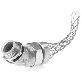 Pass & Seymour Flexcor STB4550-SF 45-deg Male Insulated Strain Relief Liquidtight Conduit Grip, 1/2 in Conduit, 3-7/8 in L Mesh, Steel, Zinc Plated