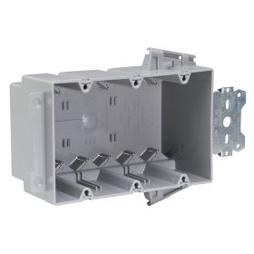 Pass & Seymour S3-54-S50AC Slater Wood and Steel Stud Bracket Box With Quick/Click, Thermoplastic, 54 cu-in, 3 Gangs, 3 Outlets