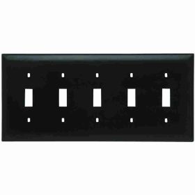 Pass & Seymour TradeMaster TP5-BK Standard Wallplate, 5 Gangs, Black, 5 in H x 10 in W, Thermoplastic