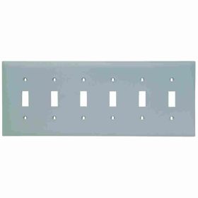 Pass & Seymour TradeMaster TP6-GRY Standard Wallplate, 6 Gangs, Gray, 5 in H x 12-1/2 in W, Thermoplastic