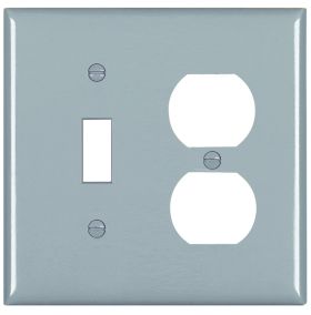 Pass & Seymour TradeMaster TP18-GRY Standard Combination Wallplate, 2 Gangs, Gray, 5 in, Thermoplastic