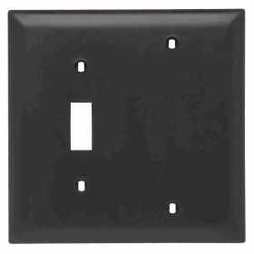 Pass & Seymour TradeMaster TP113-BK Standard Combination Wallplate, 2 Gangs, Black, 5 in, Thermoplastic