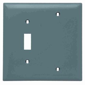 Pass & Seymour TradeMaster TP113-GRY Standard Combination Wallplate, 2 Gangs, Gray, 5 in, Thermoplastic