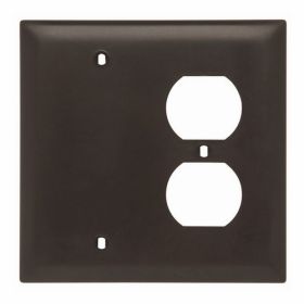 Pass & Seymour TradeMaster TP138 Standard Combination Wallplate, 2 Gangs, Brown, 5 in, Thermoplastic