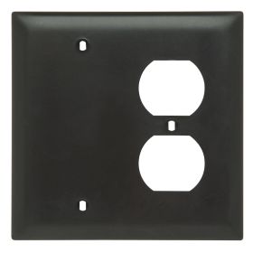 Pass & Seymour TradeMaster TP138-BK Standard Combination Wallplate, 2 Gangs, Black, 5 in, Thermoplastic