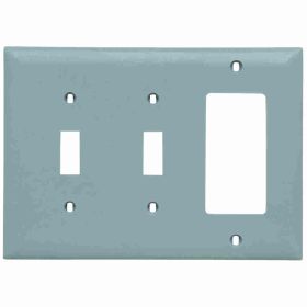 Pass & Seymour TradeMaster TP226-GRY Standard Combination Wallplate, 3 Gangs, Gray, 5 in, Thermoplastic