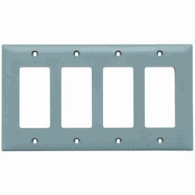 Pass & Seymour TradeMaster TP264-GRY Standard Wallplate, 4 Gangs, Gray, 5 in H x 8-3/8 in W, Thermoplastic