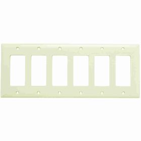 Pass & Seymour TradeMaster TP266-LA Standard Wallplate, 6 Gangs, Light Almond, 5 in H x 12 in W, Thermoplastic