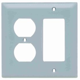 Pass & Seymour TradeMaster TP826-GRY Standard Combination Wallplate, 2 Gangs, Gray, 5 in, Thermoplastic