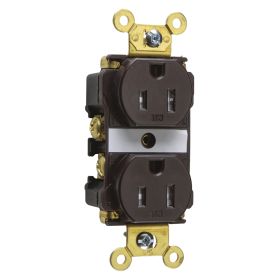 Pass & Seymour TR62 3-Phase Duplex Smooth Face Tamper Resistant Straight Blade Receptacle, 125 VAC, 15 A, 2 Poles, 3 Wires, Brown