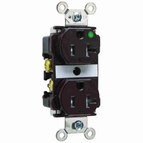 Pass & Seymour TR63-H Duplex Smooth Face Tamper Resistant Straight Blade Receptacle, 125 VAC, 20 A, 2 Poles, 3 Wires, Brown