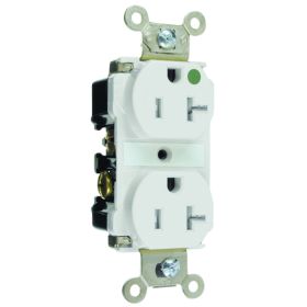 Pass & Seymour TR63-HW Duplex Tamper Resistant Straight Blade Receptacle, 125 VAC, 20 A, 2 Poles, 3 Wires, White