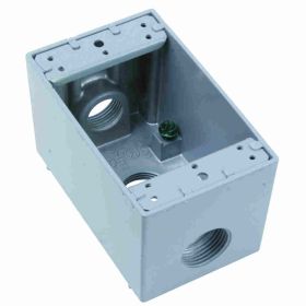 Pass & Seymour WPBD33 3-Hole Weatherproof Device Box With Threaded Hole, Die Cast Aluminum, 23 cu-in, 1 Gang, 1 Outlet