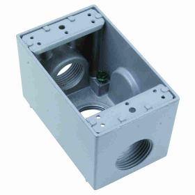 Pass & Seymour WPBD43 3-Hole Weatherproof Device Box With Threaded Hole, Die Cast Aluminum, 23 cu-in, 1 Gang, 1 Outlet