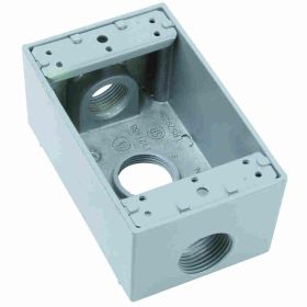 Pass & Seymour WPB33 3-Hole Weatherproof Device Box, Die Cast Aluminum, 18.5 cu-in, 1 Gang, 1 Outlet