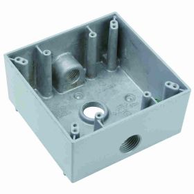 Pass & Seymour WPB232 3-Hole Dustproof Weatherproof Device Box, Stainless Steel, 30.5 cu-in, 2 Gangs, 2 Outlets