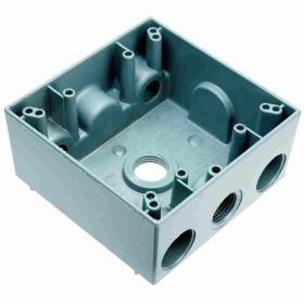 Pass & Seymour WPB242 4-Hole Dustproof Weatherproof Device Box, Stainless Steel, 30.5 cu-in, 2 Gangs, 2 Outlets