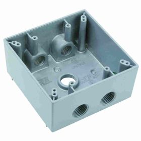 Pass & Seymour WPB252 5-Hole Weatherproof Device Box, Die Cast Aluminum, 30.5 cu-in, 2 Gangs, 2 Outlets