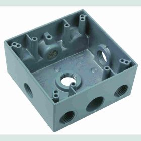 Pass & Seymour WPB272 6-Hole Weatherproof Device Box, Die Cast Aluminum, 30.5 cu-in, 2 Gangs, 2 Outlets