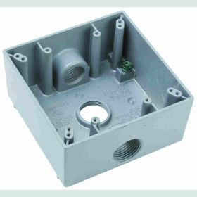 Pass & Seymour WPB332 3-Hole Weatherproof Device Box, Die Cast Aluminum, 30.5 cu-in, 2 Gangs, 2 Outlets