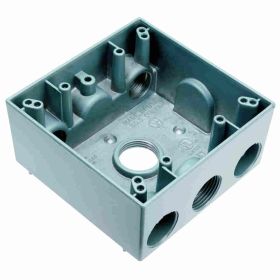 Pass & Seymour WPB342 4-Hole Weatherproof Device Box, Die Cast Aluminum, 30.5 cu-in, 2 Gangs, 2 Outlets