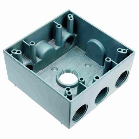 Pass & Seymour WPB352 5-Hole Weatherproof Device Box, Die Cast Aluminum, 30.5 cu-in, 2 Gangs, 2 Outlets