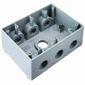 Pass & Seymour WPB373 7-Hole Weatherproof Device Box, Die Cast Aluminum, 59.8 cu-in, 3 Gangs, 3 Outlets