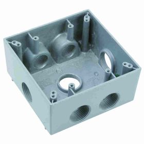 Pass & Seymour WPB382 7-Hole Weatherproof Device Box, Die Cast Aluminum, 30.5 cu-in, 2 Gangs, 2 Outlets