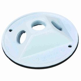 Pass & Seymour WPRB13-W 3-Hole Weatherproof Lamp Cluster Cover With Gasket and Screws, 4 in Dia, Die Cast Aluminum