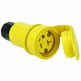 Pass & Seymour 15W33 Watertight Straight Blade Connector, 125 VAC, 20 A, 2 Poles, 3 Wires, Yellow