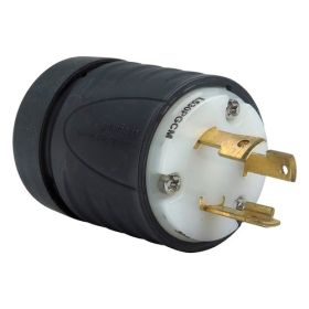 Pass & Seymour Turnlok L530-PGCM Ground Continuity Monitoring Heavy Duty Locking Plug, 125 VAC, 30 A, 2 Poles, 3 Wires, Gray